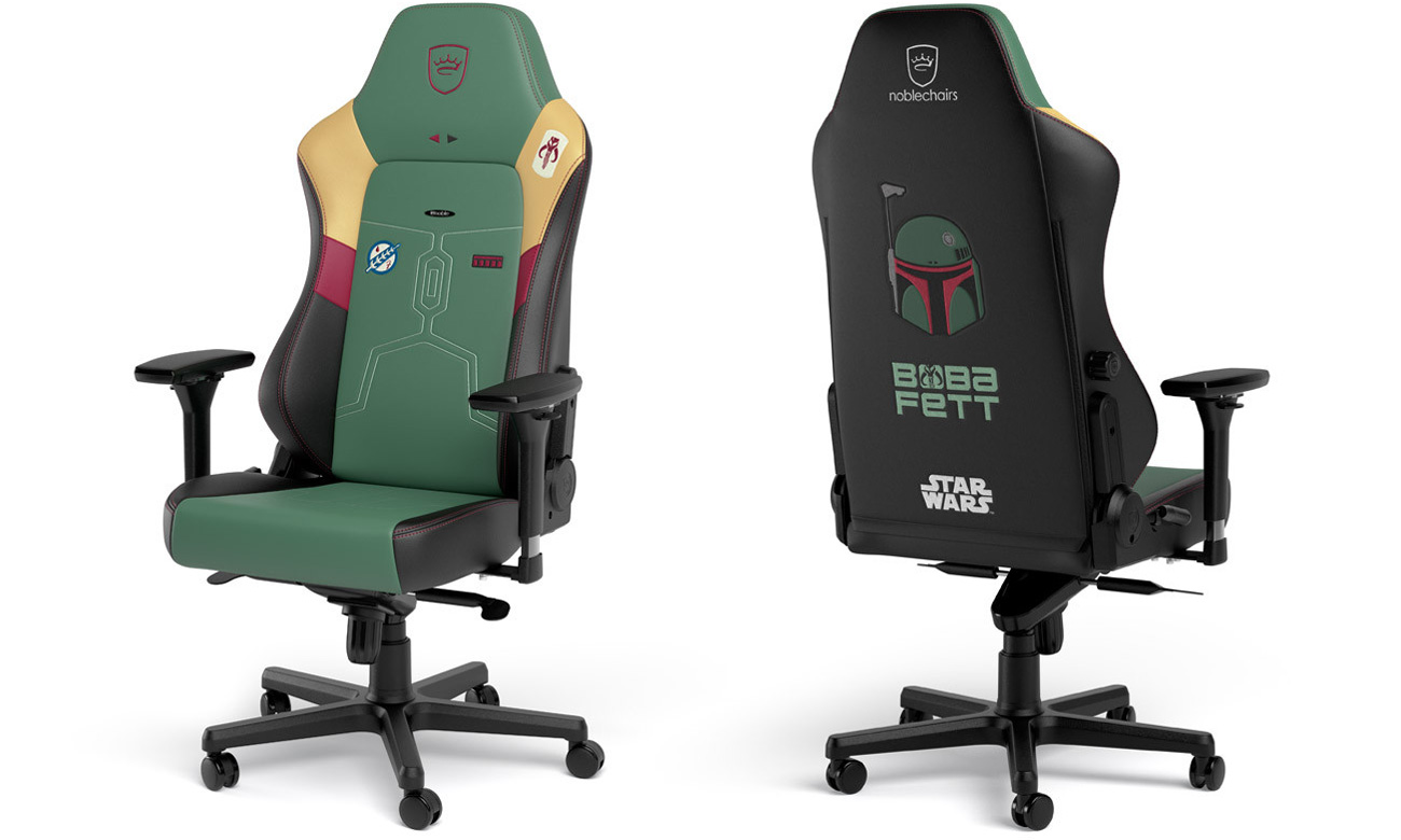 Fotel gamingowy noblechairs HERO Gaming Boba Fett Edition - Widok od przodu i od tyłu