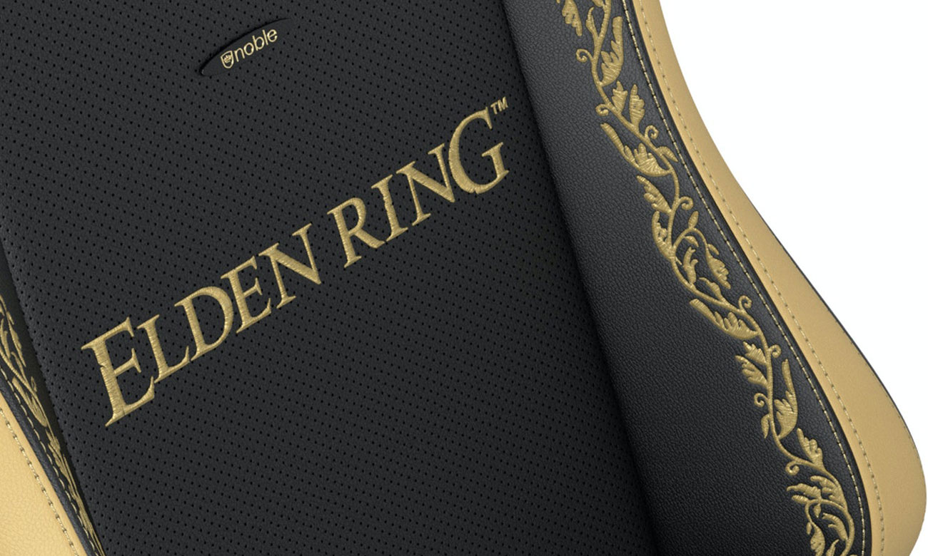 Fotel gamingowy noblechairs HERO Gaming Elden Ring Edition - Zbliżenie na oparcie z logotypem