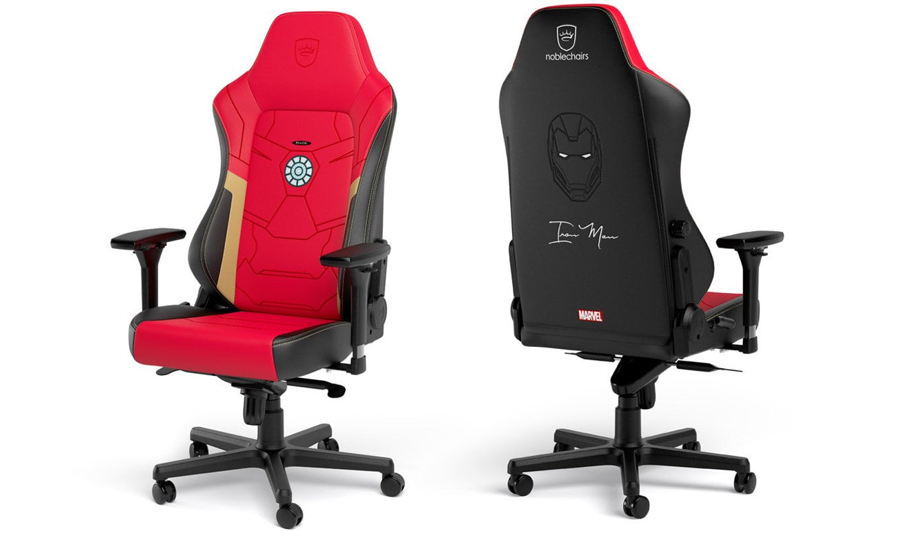 Fotel gamingowy noblechairs HERO Gaming Iron Man Edition - Widok od przodu i od tyłu
