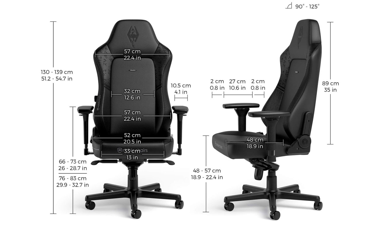 Edycja specjalna noblechairs HERO Gaming Skyrim 10th Anniversary Edition - Grafika z wymiarami