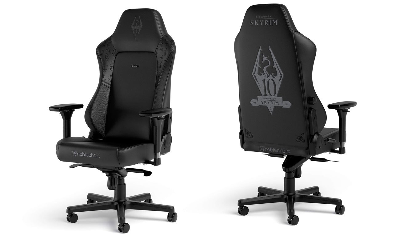 Edycja specjalna noblechairs HERO Gaming Skyrim 10th Anniversary Edition - Widok od przodu i od tyłu