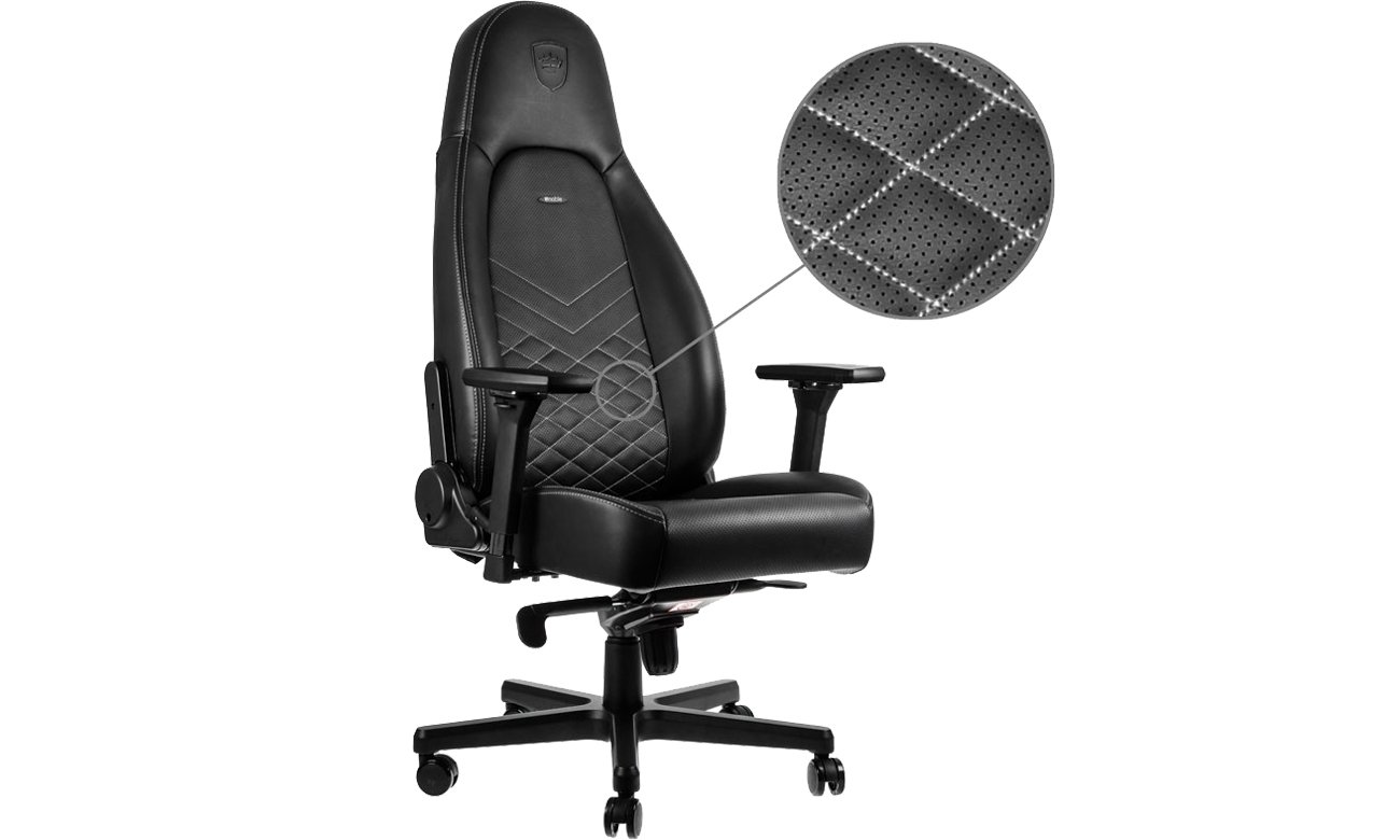 noblechairs ICON Gaming (Czarno-Biały) skóra ekologiczna