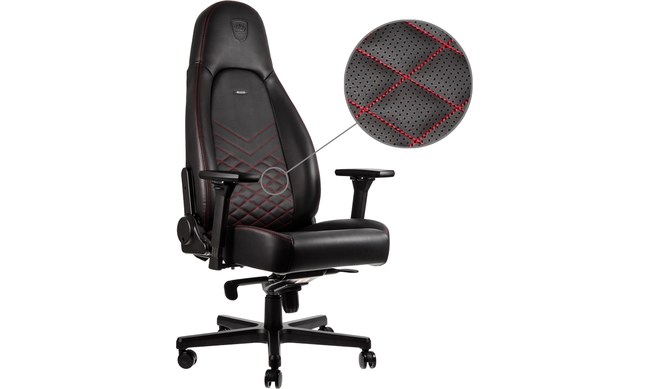 noblechairs ICON Gaming (Czarno-Czerwony) skóra ekologiczna