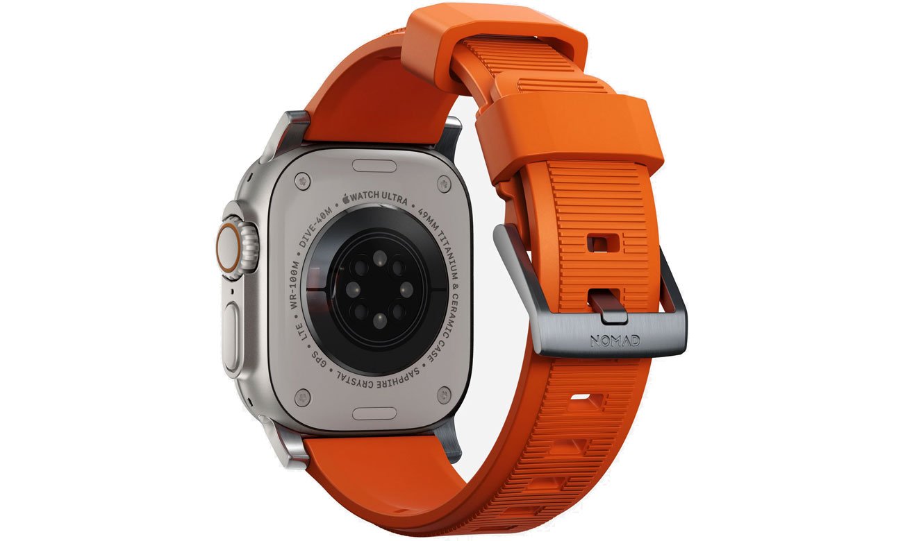 Nomad Rugged Strap orange silver do Apple Watch