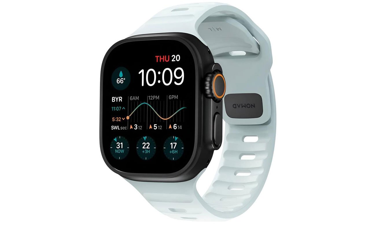 Nomad Sport Strap Apple Watch 49/46/45/44/42mm Ice Blue Glow