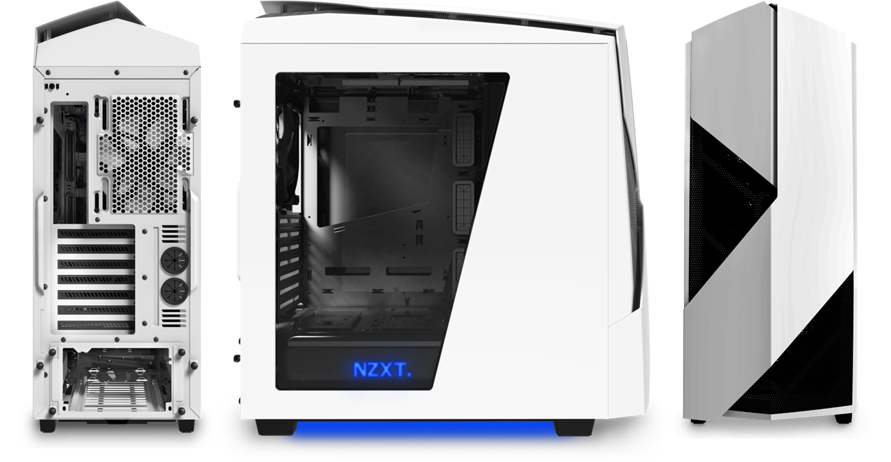 NZXT Noctis 450 LED Biała CA-N450W-W1 przód tył okno podświetlenie