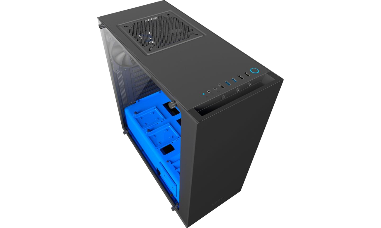 NZXT S340 Elite czarno-niebieska CA-S340W-B5 panel górny porty złącza