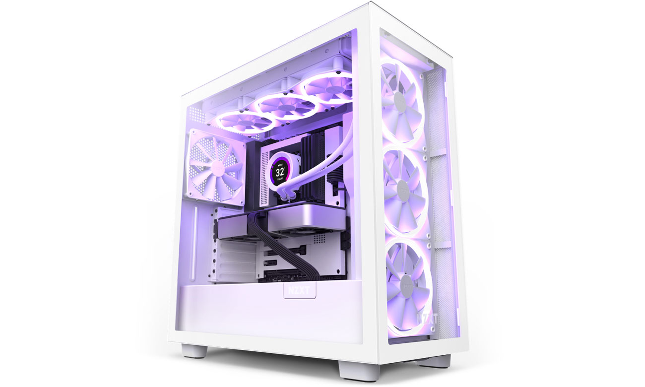 NZXT H7 Elite White podświetlene wentylatory