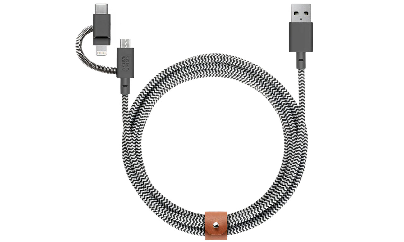 Kabel Native Union Belt Universal Cable USB-A – micro-USB/Lightning/USB-C zebra