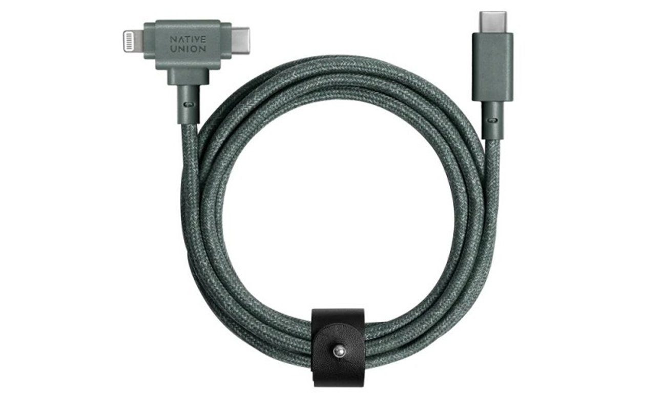 Belt Cable Duo USB-C – Lightning/USB-C 1,5m slate green