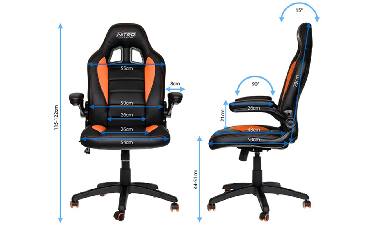 Nitro Concepts C80 Motion Gaming Czarno-Pomarańczowy widok z boku