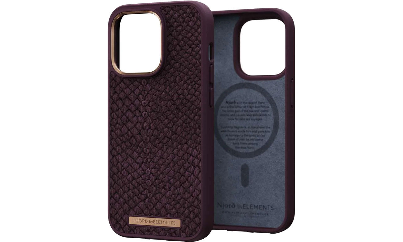 Njord Salmon Leather Magsafe Case do iPhone 14 Pro Rust