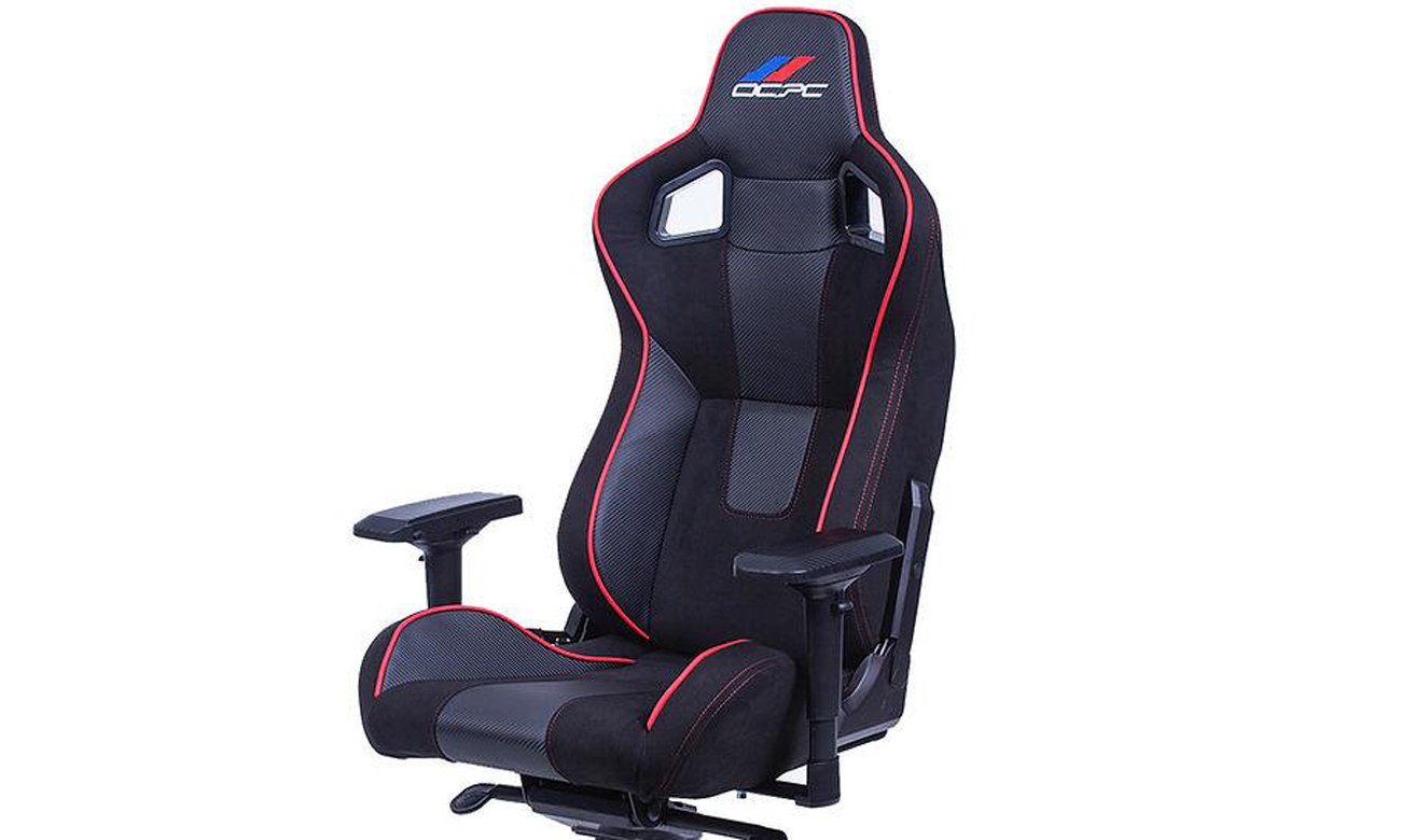 Fotel gamingowy OCPC Fuoco 4D PU Czarno-czerwony - Widok od przodu pod kątem
