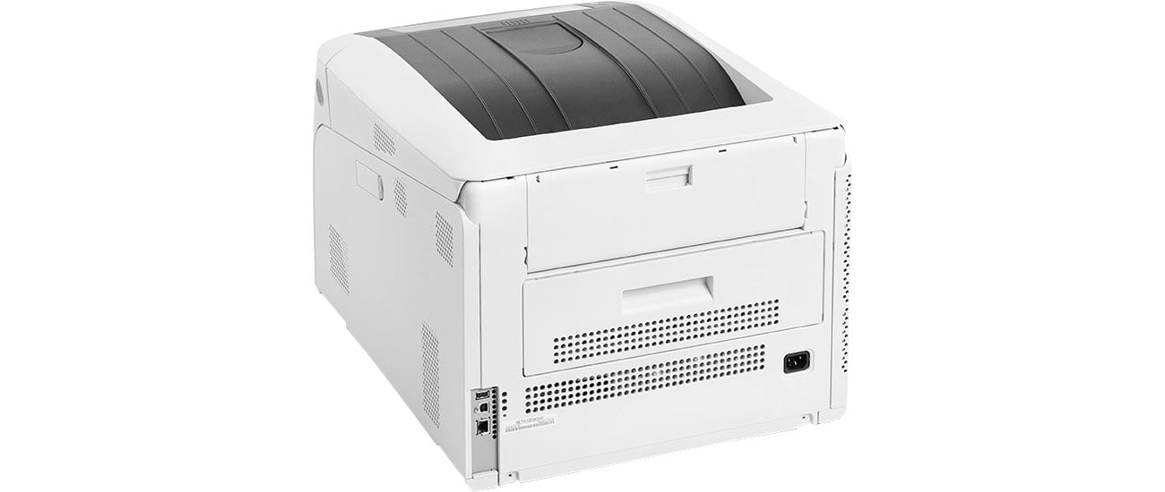 OKI C824dn - Widok z tyłu, złącza LAN, USB