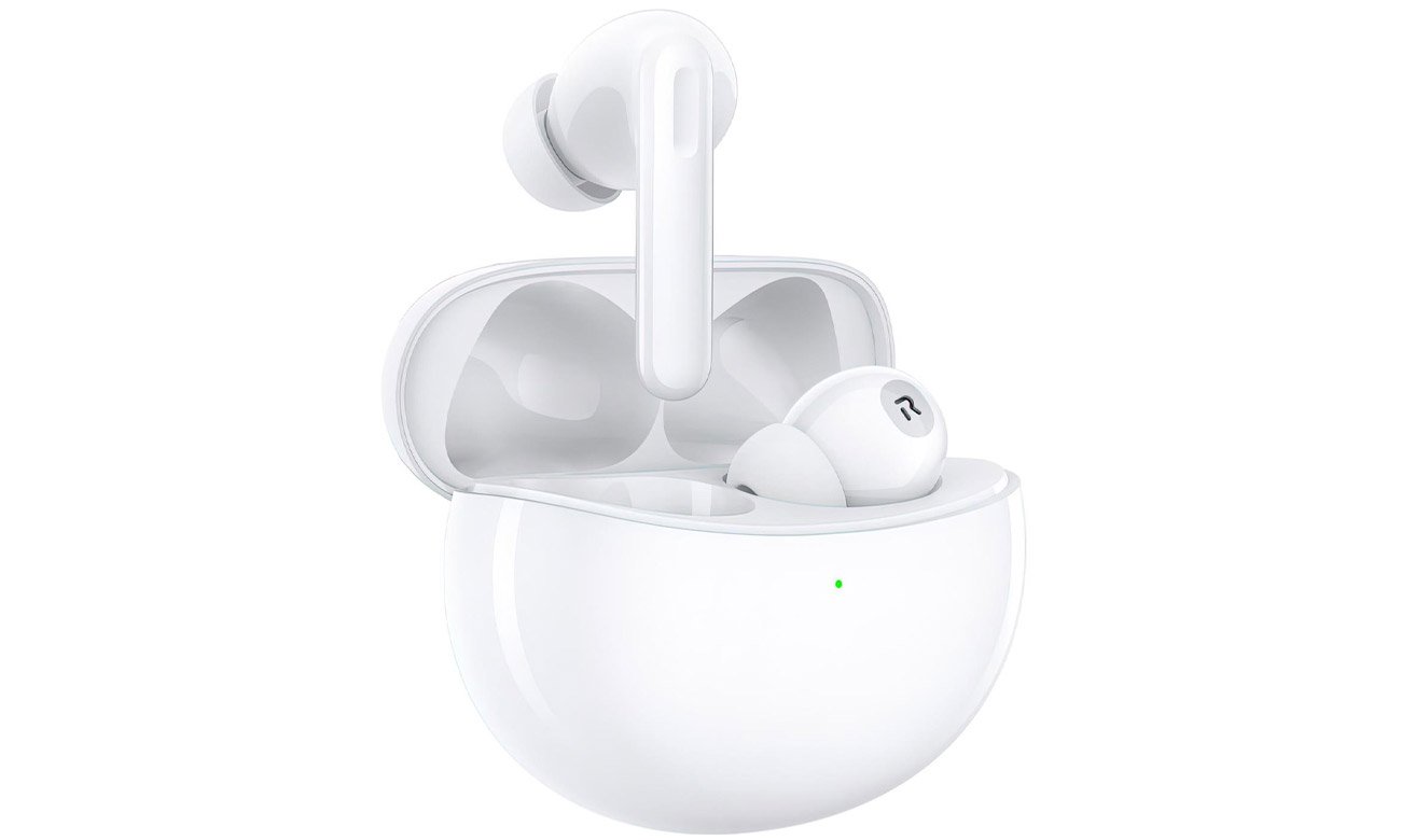 Słuchawki bezprzewodowe OPPO Enco Air2 Pro Białe - Widok wraz z etui od przodu pod kątem