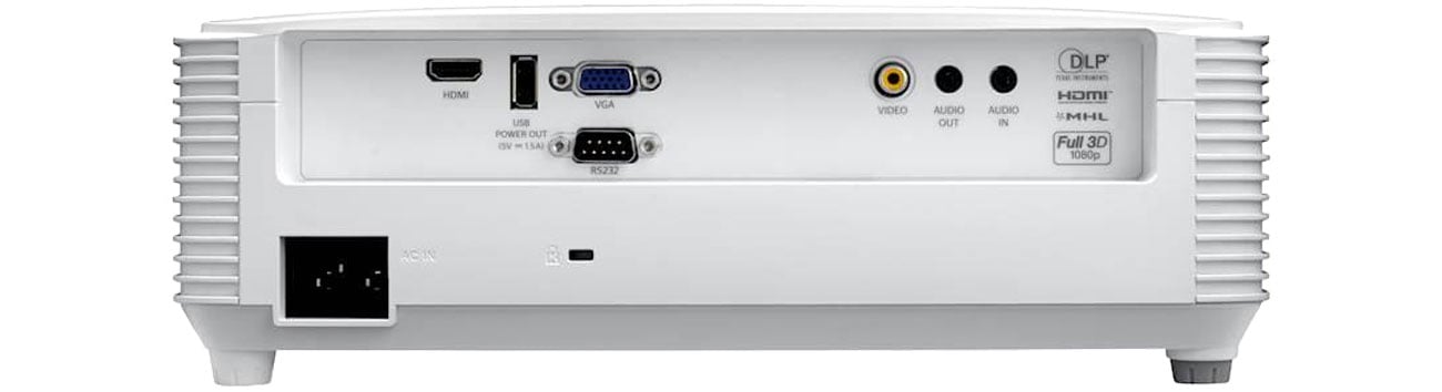 Optoma EH334 Widok z tyłu, złącza