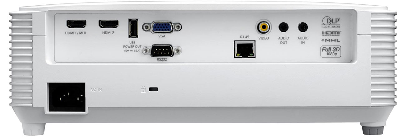 Optoma EH335 Widok z tyłu, złącza