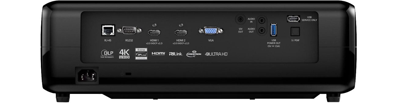 Optoma UHD350X Widok z tyłu, złącza