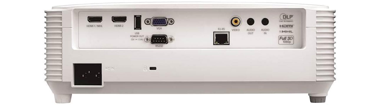 Optoma WU335 Widok z tyłu, złącza