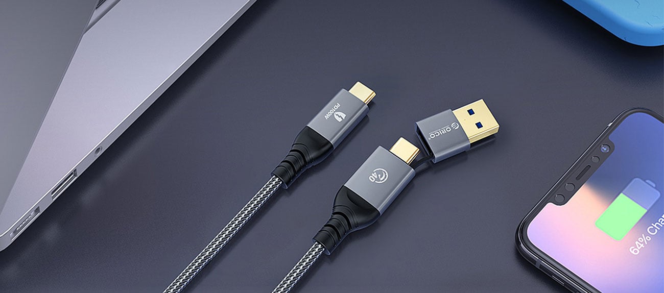 Orico Kabel USB-C 3.2 (M-F) 100 W 1 metr ACC20-20-BK-BP