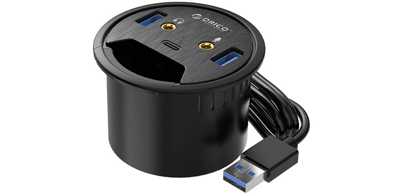 Hub Orico USB 3.1 biurkowy widoczne porty