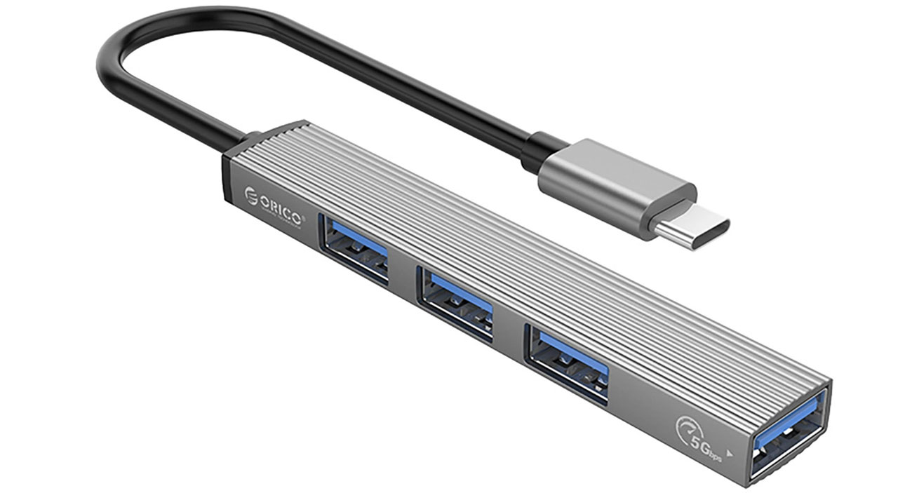 Orico USB-C - 1x USB-A 3.0, 3x USB-A 2.0 - szary