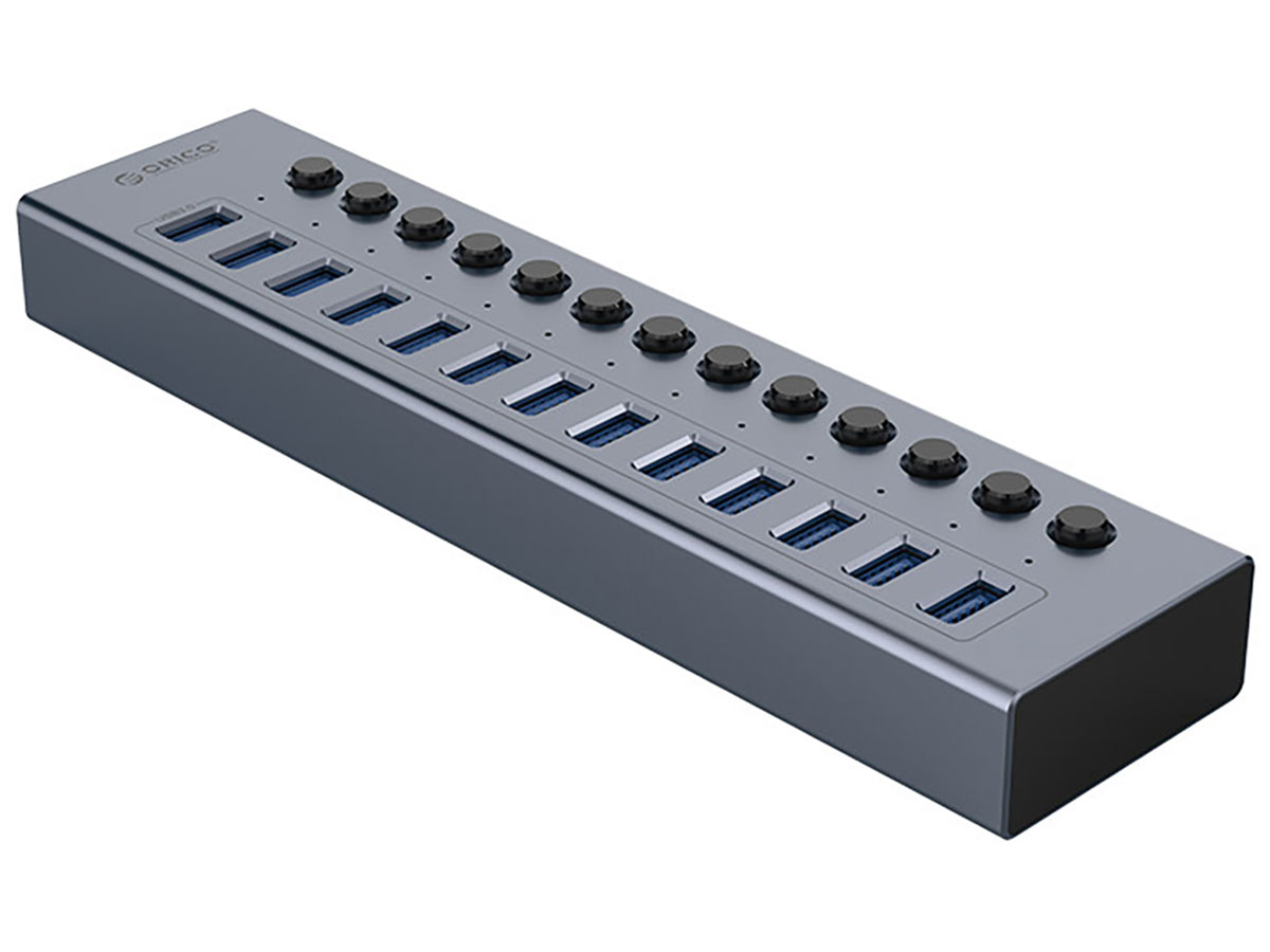 Orico 13x USB-A 3.0 z włącznikami - szary