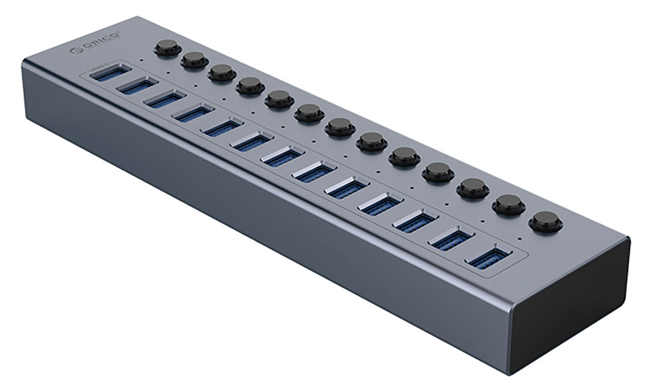 Orico 13x USB-A 3.0 z włącznikami - szary
