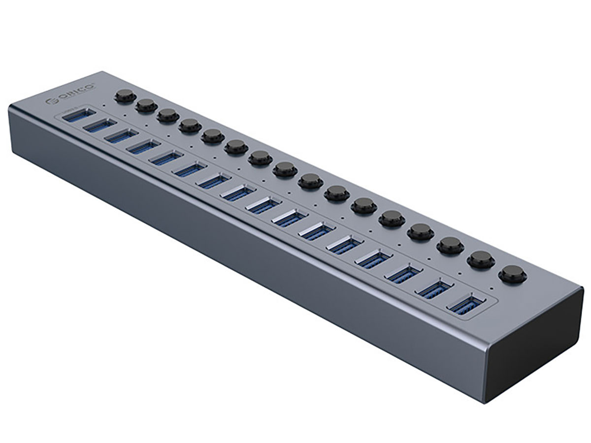 Orico 16x USB-A 3.0 z włącznikami - szary