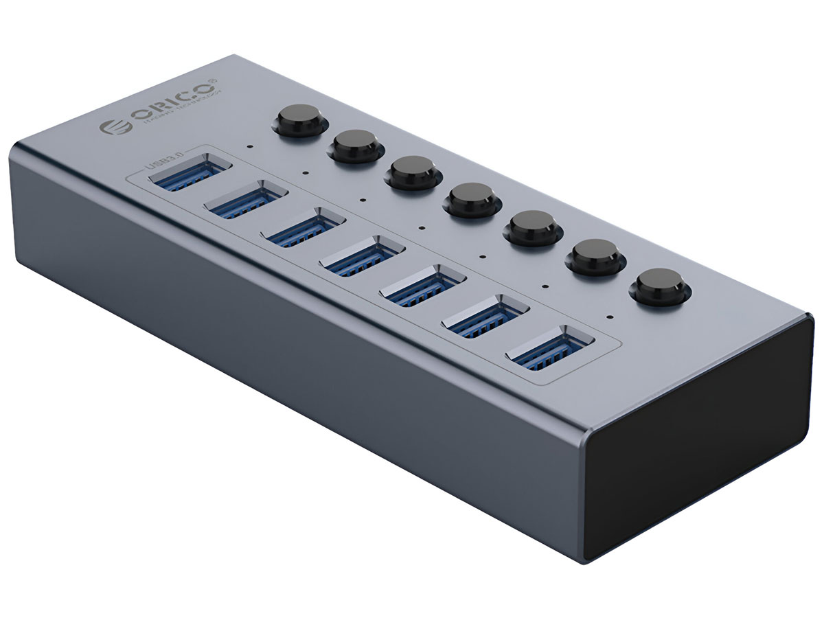 Orico 7x USB-A 3.0 z włącznikami - szary
