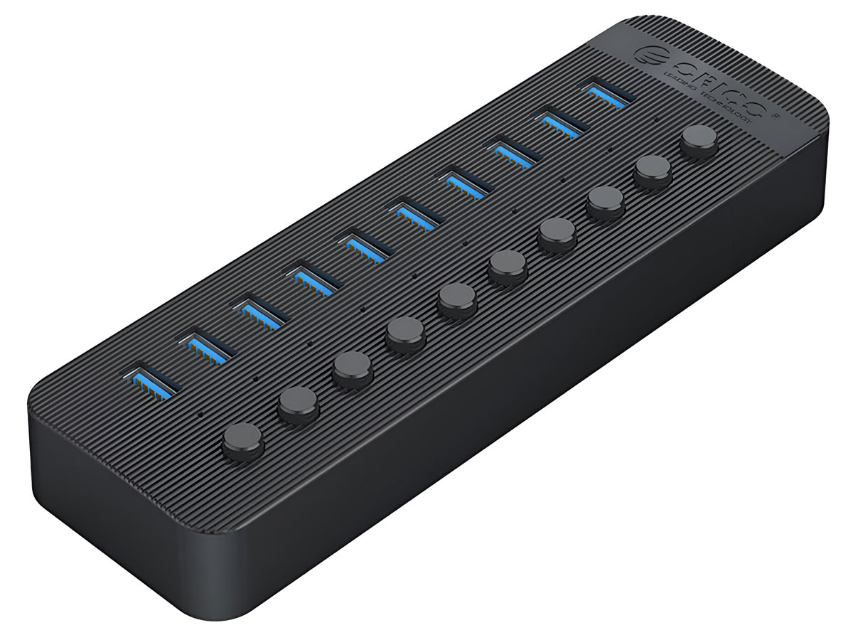 Orico 10x USB-A 3.0 z włącznikami - szary