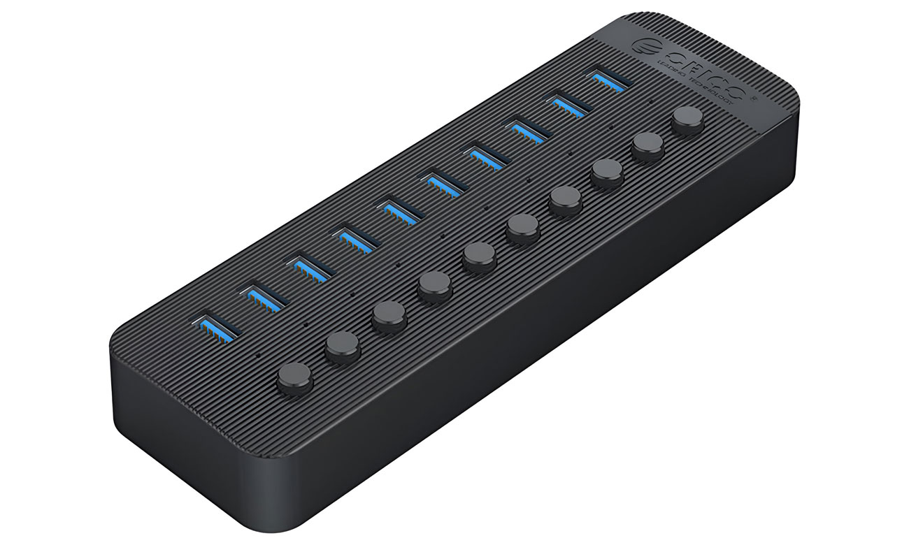 Orico 10x USB-A 3.0 z włącznikami - szary