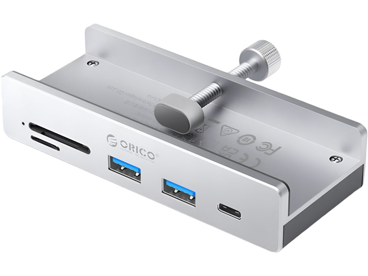 Orico USB-C - 2x USB-A 3.2, USB-C 3.2, SD&TF - srebrny