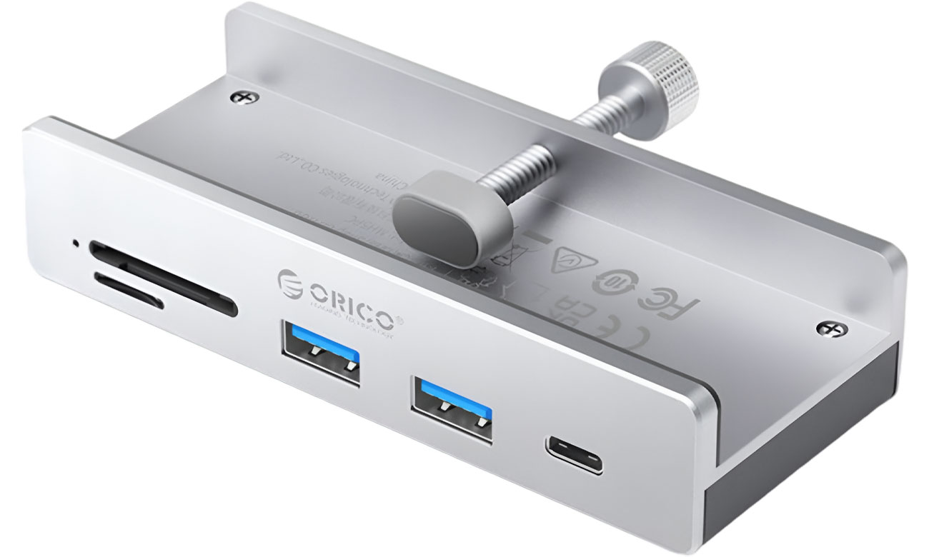 Orico USB-C - 2x USB-A 3.2, USB-C 3.2, SD&TF - srebrny