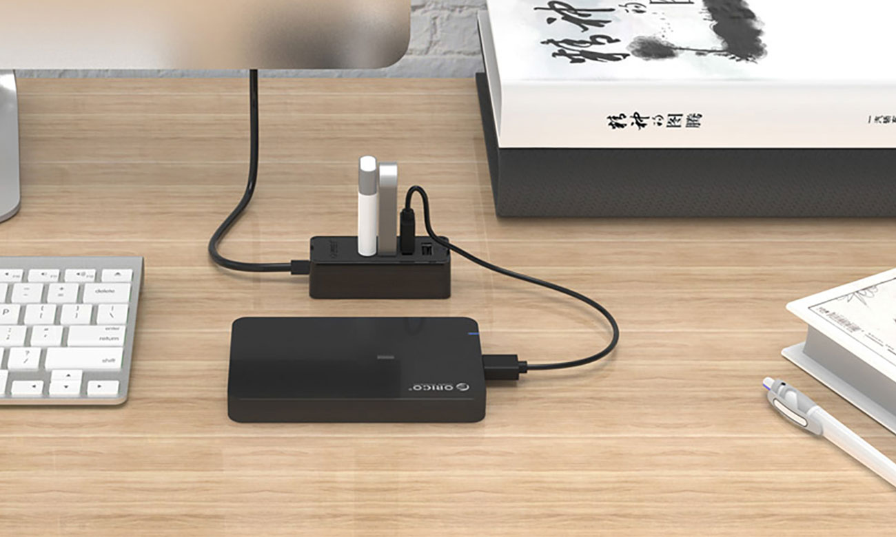 Orico USB-A - 4x USB-A 2.0, microUSB 5V 1m - czarny