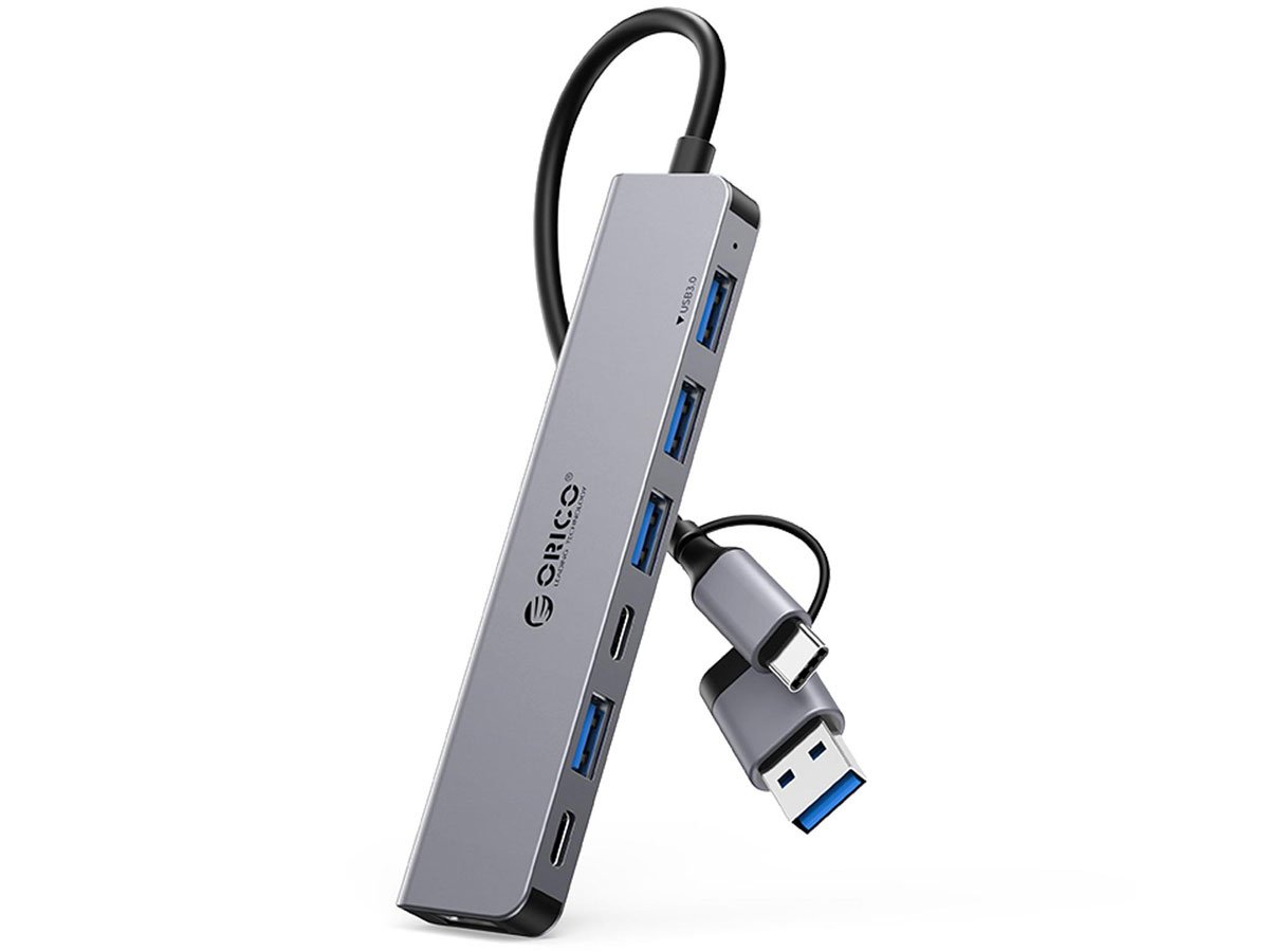Orico USB-A/USB-C - 4x USB-A 2.0, 1x USB-A 3.0, 2x USB-C 2.0 - szary
