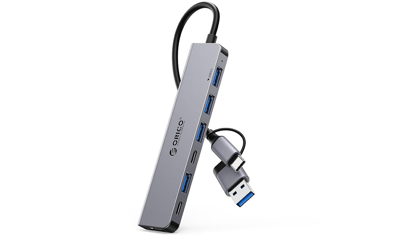 Orico USB-A/USB-C - 4x USB-A 2.0, 1x USB-A 3.0, 2x USB-C 2.0 - szary