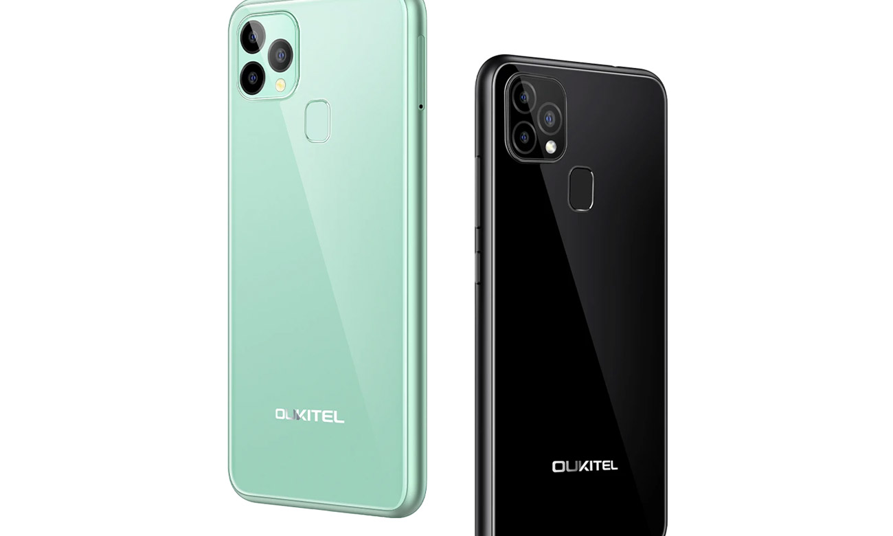 Smartfon OUKITEL C22 4/128 GB czarny i jego tył obudowy