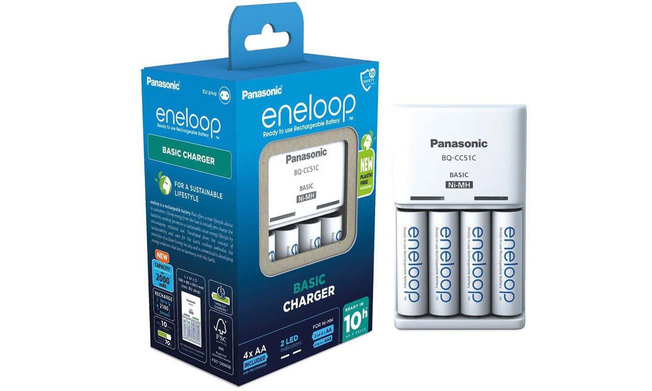 Panasonic BASIC Ladegerät + 4x AA ENELOOP 2000 mAh