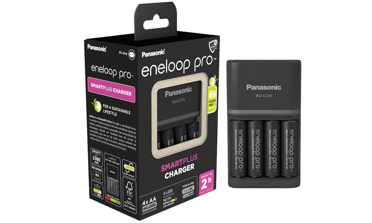 Ładowarka Panasonic SMARTPLUS + 4x AA ENELOOP PRO 2500 mAh
