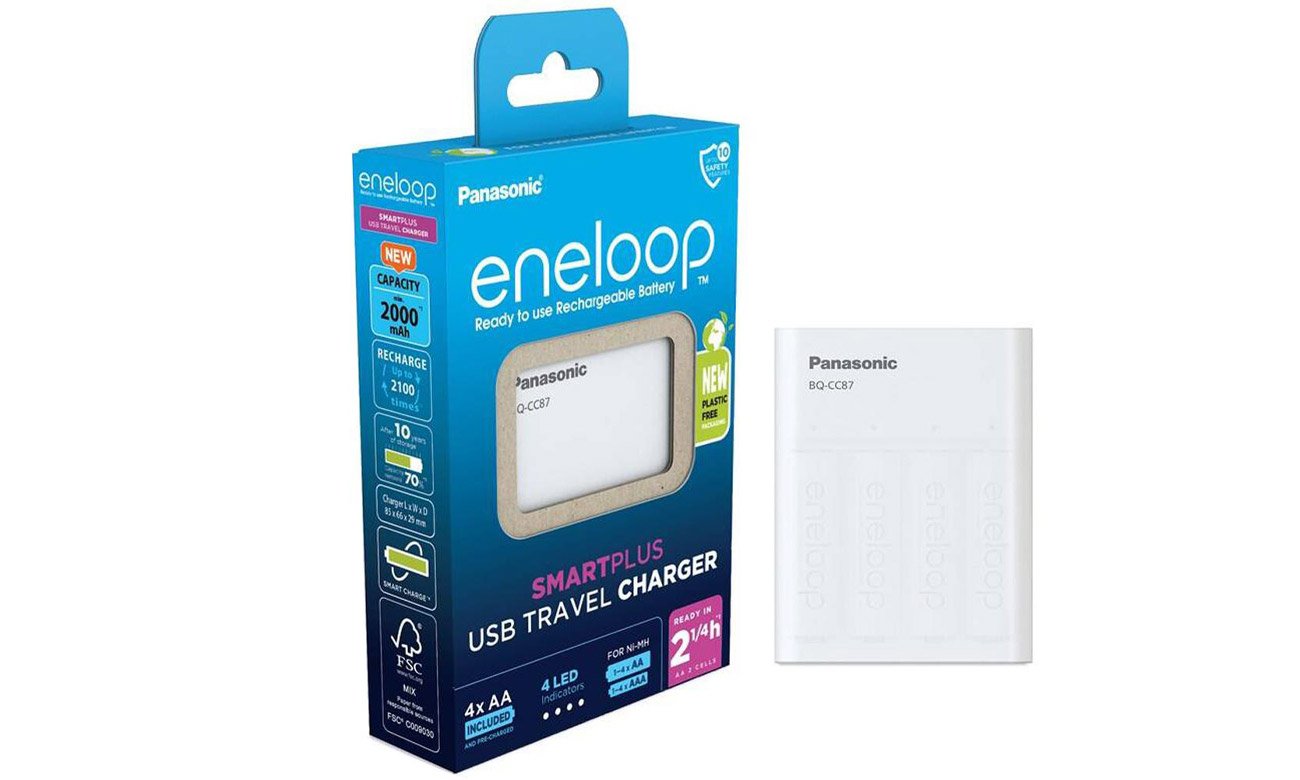 Panasonic SMARTPLUS USB Ladegerät + 4x AA ENELOOP 2000 mAh