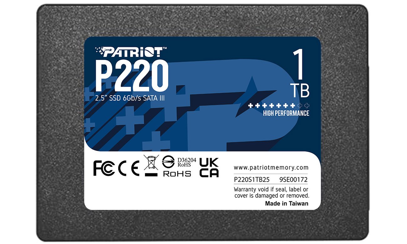 Dysk SSD 2.5'' SATA III Patriot P220 1 TB - Widok od przodu