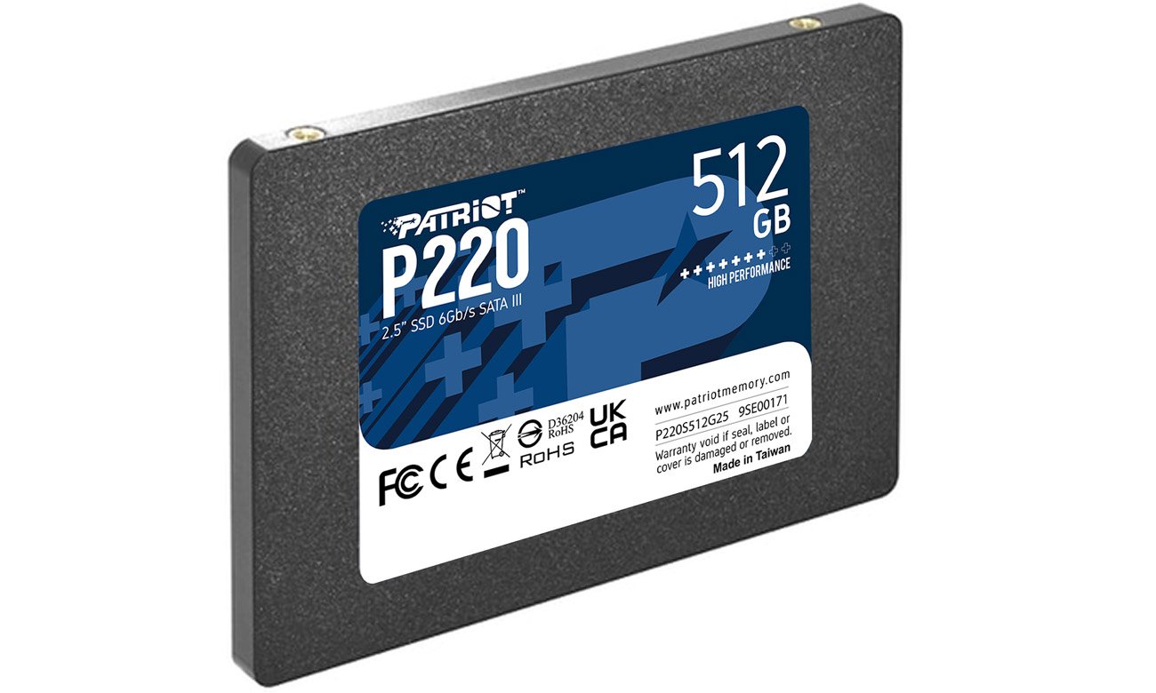 Dysk SSD 2.5'' SATA III Patriot P220 512 GB - Widok od przodu pod kątem