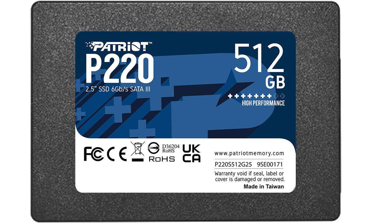 Dysk SSD 2.5'' SATA III Patriot P220 512 GB - Widok od przodu