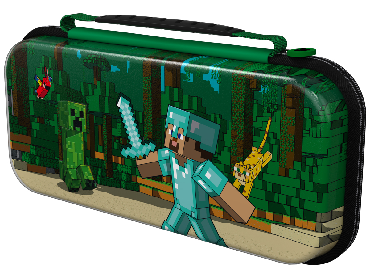 Etui PDP REALMz Minecraft Forest Battle Glow in the Dark - Widok od przodu pod kątem