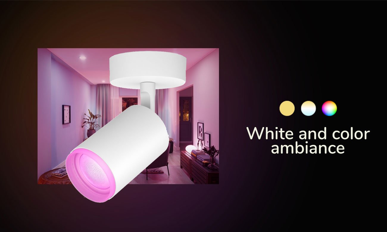 Pojedyncze oświetlenie punktowe Philips Hue Fugato Białe
