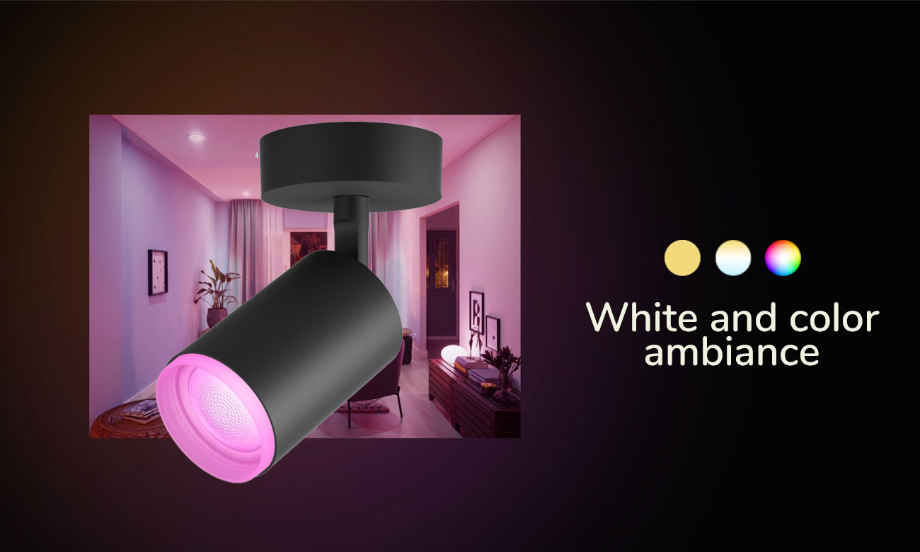Pojedyncze oświetlenie punktowe Philips Hue Fugato Czarne