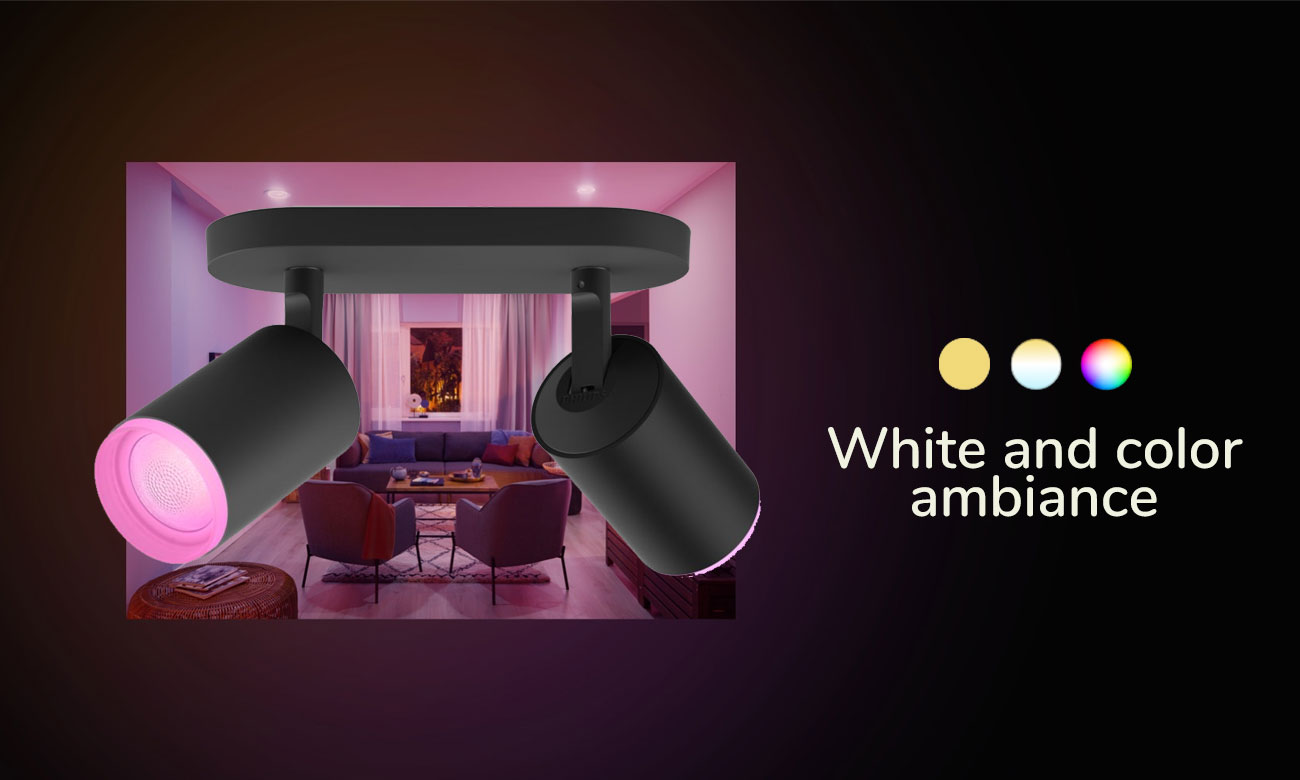 Podwójne oświetlenie punktowe Philips Hue Fugato Czarne