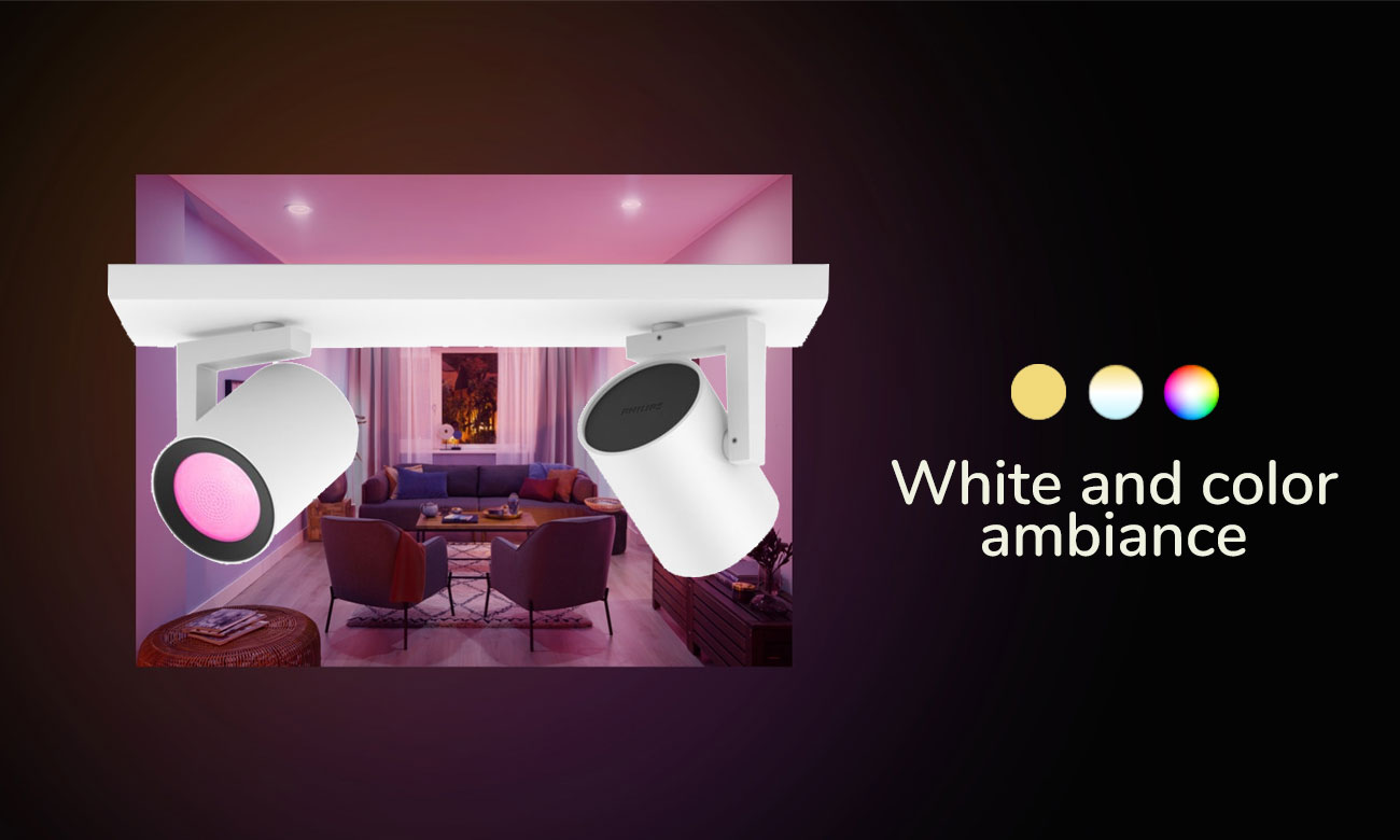 Podwójne oświetlenie punktowe Philips Hue Argenta Białe