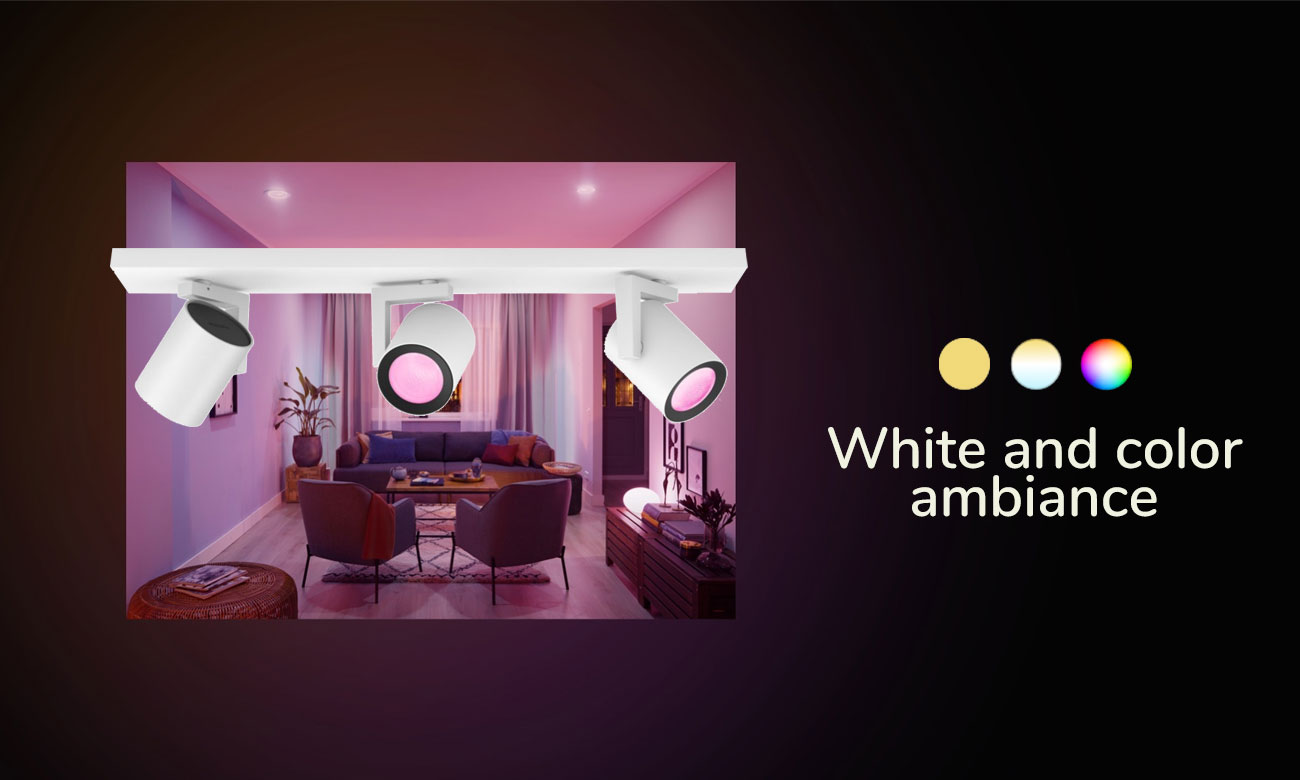 Potrójne oświetlenie punktowe Philips Hue Argenta w białej oprawie